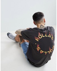 Rollas Flame Logo T Shirt With Back Print