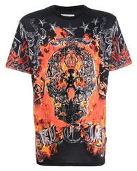 Philipp Plein Flame Print Short Sleeve T Shirt