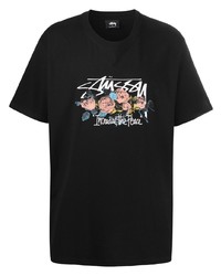 Stussy Floral Logo Print T Shirt