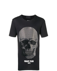 Philipp Plein Glittered Skull Logo T Shirt
