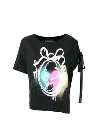 Boutique Moschino Graffiti Print Lace Detail T Shirt