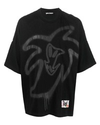 Palm Angels Graffiti Print Organic Cotton T Shirt