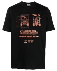 Diesel Graphic Logo Print Cotton T Shirt