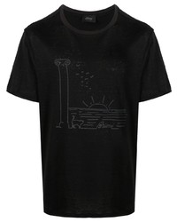 Brioni Graphic Print Linen T Shirt