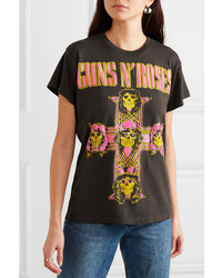 MadeWorn Guns N Roses Neon Distressed Printed Cotton Jersey T Shirt