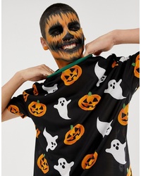 ASOS DESIGN Halloween Relaxed T Shirt With All Over Ghost And Pumpkin Print