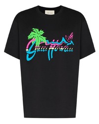 Gucci Hawaii Logo Print T Shirt