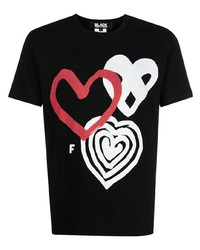 Black Comme Des Garçons Heart Print Detail T Shirt