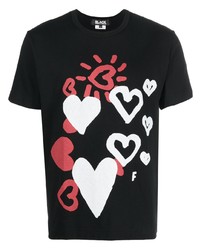 Black Comme Des Garçons Heart Print Detail T Shirt