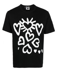 Black Comme Des Garçons Heart Print Detail T Shirt