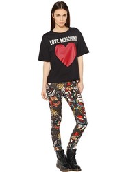 Love Moschino Heart Printed Cotton Jersey T Shirt