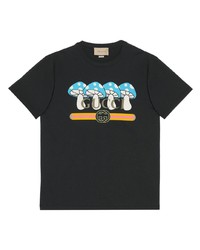 Gucci Interlocking G Logo Mushroom Print T Shirt
