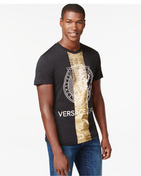 Versace Jeans Gold Stripe Graphic Print Logo T Shirt