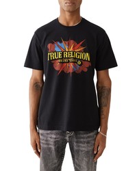 True Religion Brand Jeans Kapow Rhinestone Cotton Logo Graphic Tee In Jet Black At Nordstrom