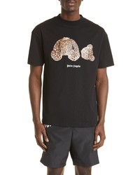 Palm Angels Leopard Bear Cotton Logo Tee In Blackbrown At Nordstrom