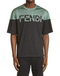 Fendi Logo Mesh Yoke T Shirt