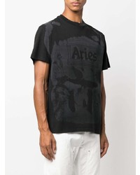 Aries Logo Print Camouflage T Shirt