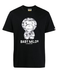 BAPE BLACK *A BATHING APE® Logo Print Cotton T Shirt