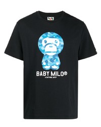 BAPE BLACK *A BATHING APE® Logo Print Cotton T Shirt
