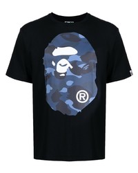 A Bathing Ape Logo Print Crew Neck T Shirt