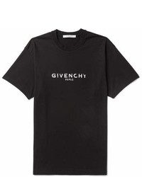 Givenchy Logo Print Distressed Cotton Jersey T Shirt