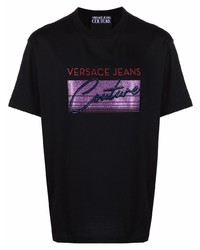 VERSACE JEANS COUTURE Logo Print Glittered T Shirt