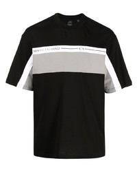 Armani Exchange Logo Print Panelled T Shirt