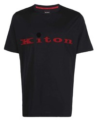Kiton Logo Print Round Neck T Shirt