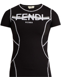 Fendi Logo Print Short Sleeved Performance T Shirt