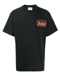 Aries Logo Print T Shirt