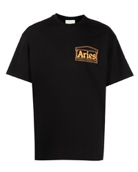 Aries Logo Print T Shirt