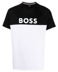 BOSS Logo Print Two Tone Cotton T Shirt