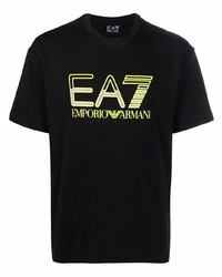 Ea7 Emporio Armani Logo Print Two Tone T Shirt