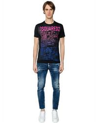 DSQUARED2 Map Printed Cotton Jersey T Shirt