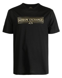 Armani Exchange Metallic Finish Logo Print T Shirt