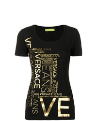 Versace Jeans Metallic Gold Printed T Shirt