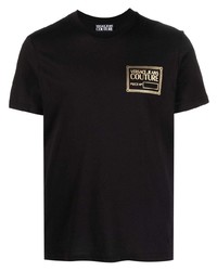 VERSACE JEANS COUTURE Metallic Logo Print Cotton T Shirt