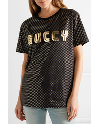 Gucci Metallic Printed Cotton Jersey T Shirt