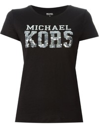 MICHAEL Michael Kors Michl Michl Kors Logo Print And Sequins Embroidered T Shirt