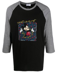 Saint Laurent Mickey Mouse Print T Shirt