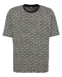 Balmain Monogram Print Cotton T Shirt