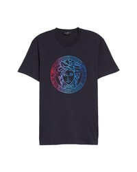 Versace Multicolor Medusa Embroidered T Shirt