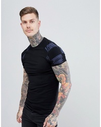 ASOS DESIGN Muscle Fit Raglan T Shirt With Squiggle Printed Sleeves
