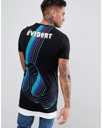 ASOS DESIGN Muscle Fit Super Longline T Shirt With Back Print And Hem Extender