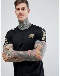 Siksilk Muscle Fit T Shirt In Black With Baroque