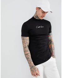 ASOS DESIGN Muscle Fit T Shirt With Cest Bon Print And Turtle Neck
