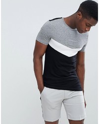 ASOS DESIGN Muscle Fit T Shirt With Chevron Colour Block In Twisted Jersey
