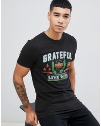 ASOS DESIGN Muscle Fit T Shirt With Grateful Emblem Print With Wash