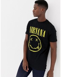 ASOS DESIGN Nirvana Longline Band T Shirt With Face Print