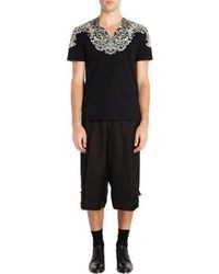 Alexander McQueen Ornate Lace Print V Neck Tee
